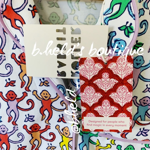 Roller Rabbit Disco Monkey Polo Pajamas in Rainbow Size X-Small XS New NWT - Picture 4 of 16